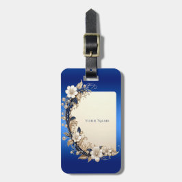 Blaue weiße Blumenverzierung Gepäckanhänger