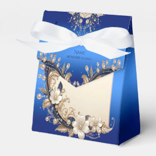 Blaue weiße Blumenverzierung Geschenkbox Geschenkschachtel