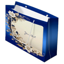 Blaue weiße Blumenverzierung Geschenktasche