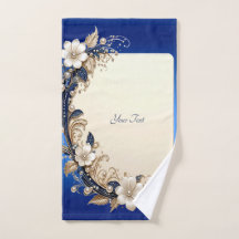 Blaue Weiße Blumenverzierung Handtuch-Set