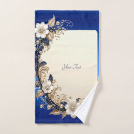 Blaue Weiße Blumenverzierung Handtuch-Set Badhandtuch Set
