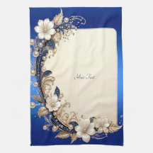 Blaue weiße Blumenverzierung Küchenhandtuch
