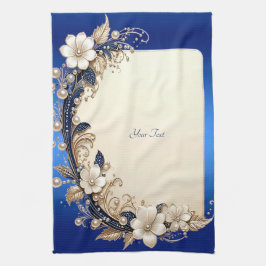 Blaue weiße Blumenverzierung Küchenhandtuch Geschirrtuch