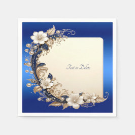 Blaue weiße Blumenverzierung Serviette