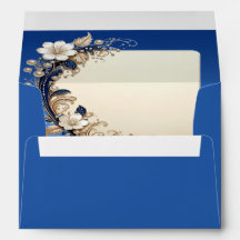 Blaue weiße Blumenverzierung Umschlag