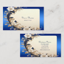Blaue Weiße Blumenverzierung Visitenkarte