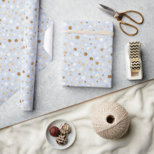 Blaue Weiße Braune Punkte Geburtstag Geschenkpapier