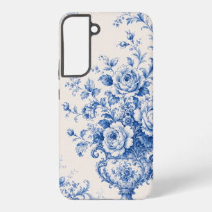 Blaue weiße Chinoiserie-Blumen-Urnen-Handyhülle Samsung Galaxy Hülle
