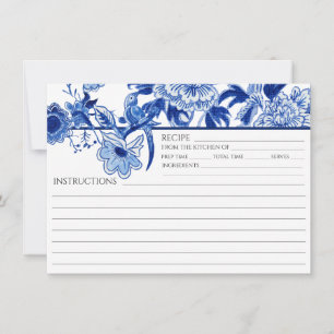 Blaue Weiße Chinoiserie Vogel Hochzeitsrezeptkarte Einladung