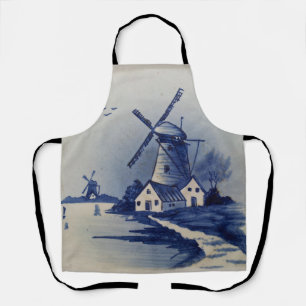 Blaue Weiße Delft-Windmühle im Vintage-Stil Schürze