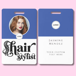 Blaue Weiße Elegante Foto-Friseur-ID Ausweis
