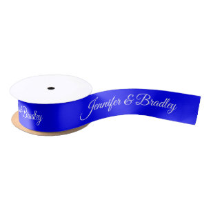 Blaue Weiße Elegante Hochzeit Personalisierter Nam Satinband