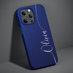 Blaue Weiße Elegante Kalligrafie-Schrift Name Case-Mate iPhone 14 Hülle