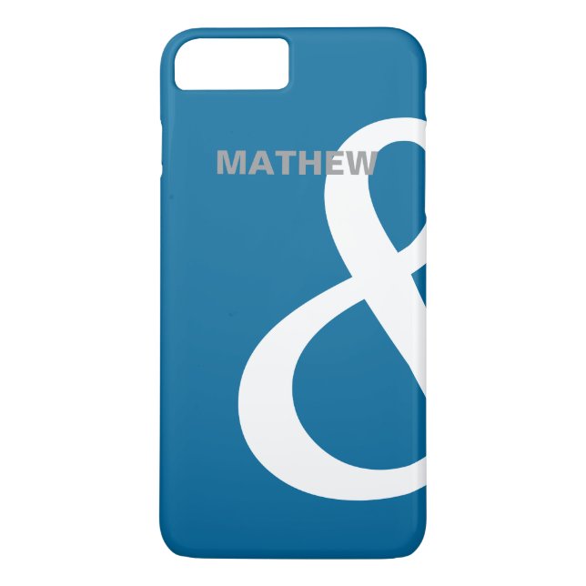 Blaue weiße Et-Zeichen-Liebhaber-Namen passend lin Case-Mate iPhone Hülle (Rückseite)