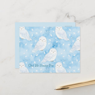 Blaue Weiße Eulen Postkarte