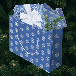 Blaue weiße Ferien-Chinoiserie-Schneeflocke  Große Geschenktüte