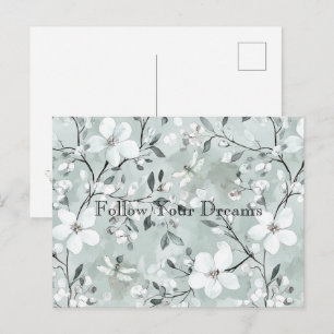 Blaue Weiße Florale Libellen Postkarte