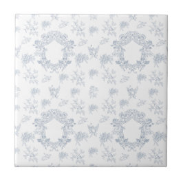Blaue weiße französische Toile-Muster Fliese
