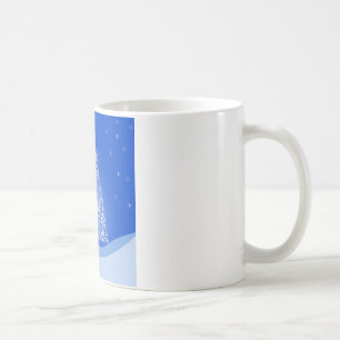 Blaue Weiße Frohe Weihnachten Baum Sterne Nachtlic Tasse
