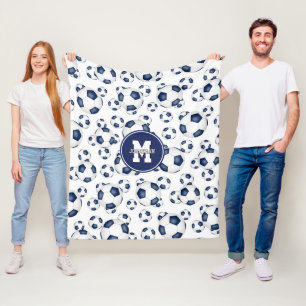 Blaue weiße Fußball-Bälle Muster Jungen Mädchen sp Fleecedecke