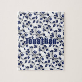 Blaue weiße Fußballmannschaft farbenfrohe Jungs Puzzle