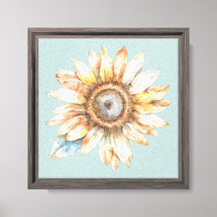 Blaue Weiße Gelbe Sonnenblume Leinwanddruck