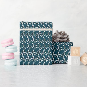 Blaue Weiße Geometrische Babyparty Geburtstag Geschenkpapier