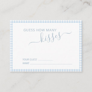 Blaue Weiße Gingham Wie Viele Küsse Baby Shower Begleitkarte