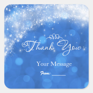 Blaue & Weiße Glitzer-Ascheputtel-Party für jeden  Quadratischer Aufkleber