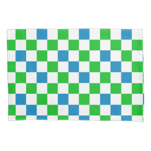 Blaue Weiße Grüne Karierte Gestaltung Kissenbezug