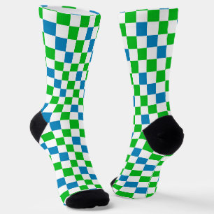 Blaue Weiße Grüne Karierte Gestaltung Socken