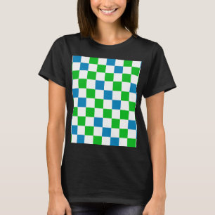Blaue Weiße Grüne Karierte Gestaltung T-Shirt