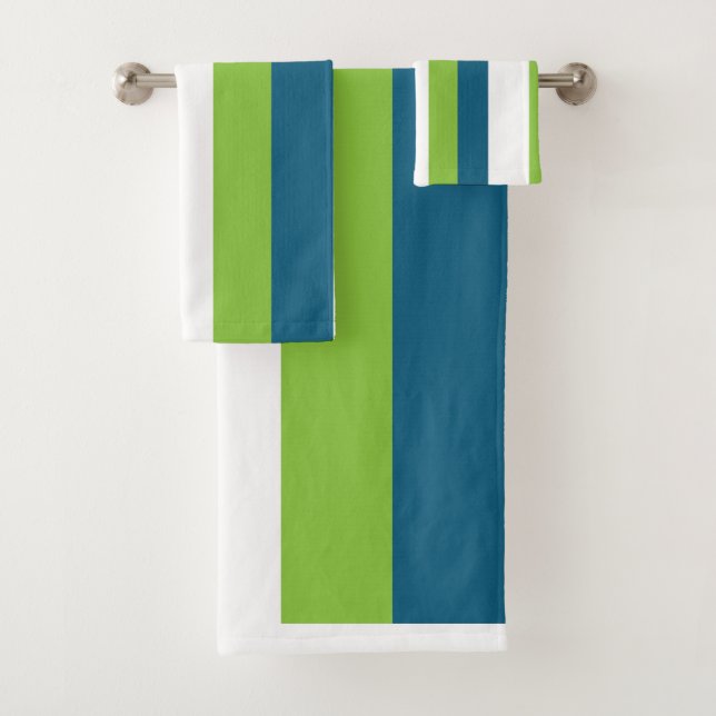 Blaue weiße grüne Streifen Badhandtuch Set (Insitu)