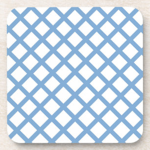 Blaue weiße Harlekin-Diamant-Streifen-Muster Getränkeuntersetzer