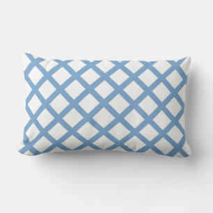Blaue weiße Harlekin-Diamant-Streifenmuster Lendenkissen