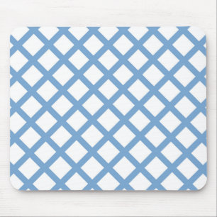 Blaue weiße Harlekin-Diamant-Streifenmuster Mousepad
