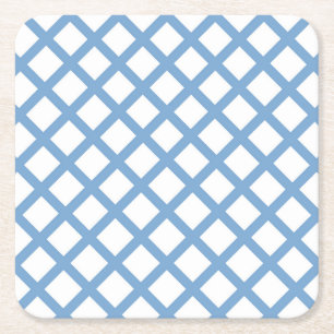 Blaue weiße Harlekin-Diamant-Streifenmuster Rechteckiger Pappuntersetzer