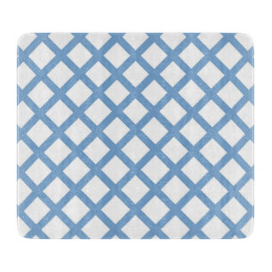 Blaue weiße Harlekin-Diamant-Streifenmuster Schneidebrett