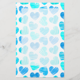 Blaue weiße Herzen Stationery Briefpapier