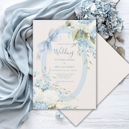 Blaue Weiße Hortensien Vintage Elegante Hochzeit Einladung