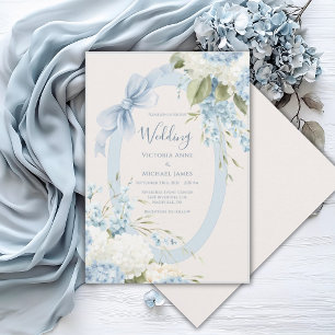 Blaue Weiße Hortensien Vintage Elegante Hochzeit Einladung