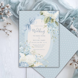 Blaue Weiße Hortensien Vintage Elegante Hochzeit  Einladung