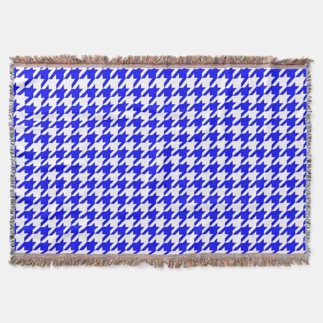 Blaue weiße Houndstooth-Karo Decke (Vorderseite)