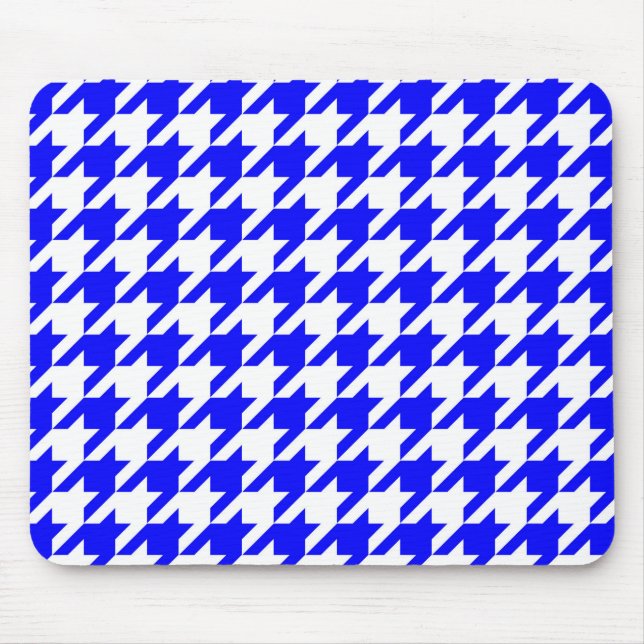 Blaue weiße Houndstooth Karo Mousepad (Vorne)