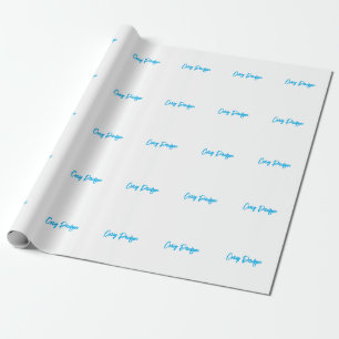 Blaue Weiße Kalligrafie Ihres Namens Einzigartiger Geschenkpapier