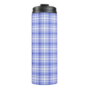 Blaue weiße karierte 2 thermosbecher