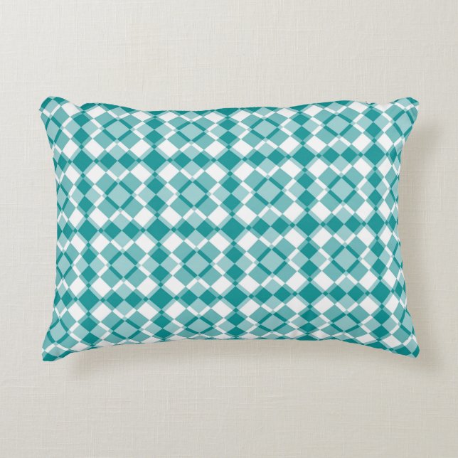 Blaue Weiße Karo-Argyle-Muster Dekokissen (Vorderseite)