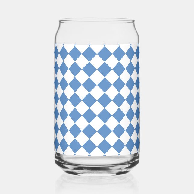 Blaue Weiße Karo-Diamant-Muster Dosenglas (Vorderseite)