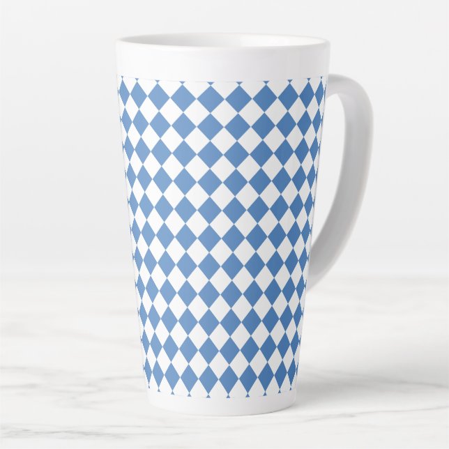 Blaue Weiße Karo-Diamant-Muster Milchtasse (Rechte Ecke)