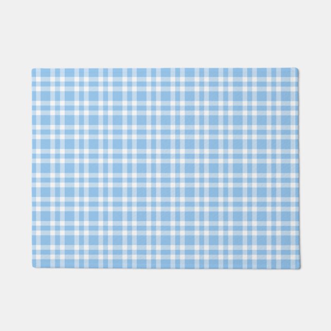 Blaue weiße Karo-Muster Fußmatte (Vorderseite)